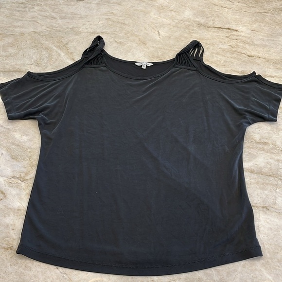 Naked Zebra Boutique Brand | Modal Cold Shoulder Top | Dark Grey | Women’s Small - Picture 3 of 9
